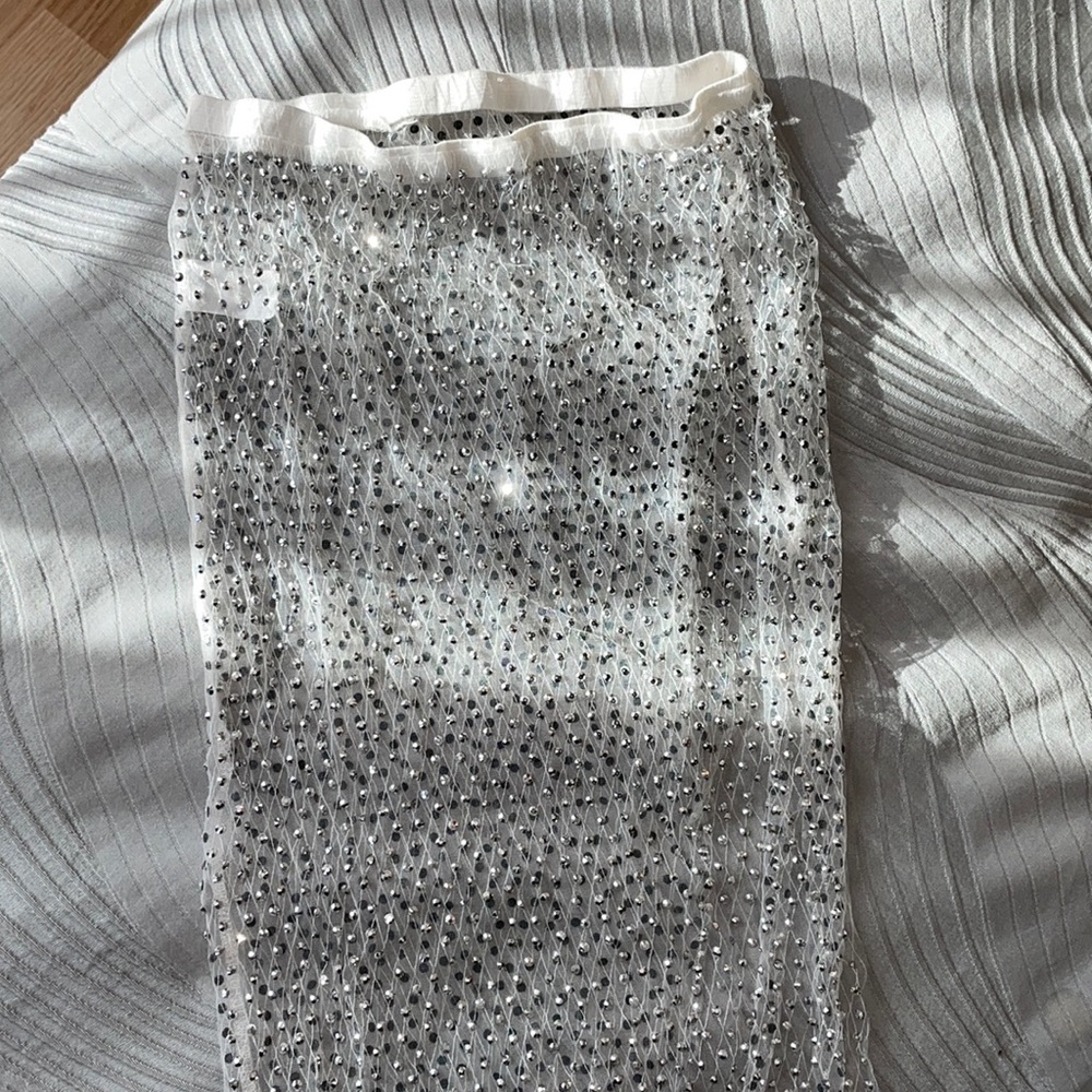 Akira White Mesh Studded Skirt